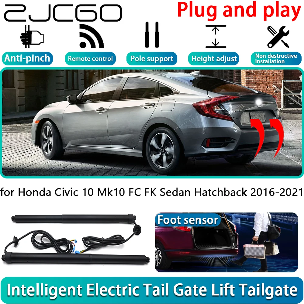 

ZJCGO for Honda Civic 10 Mk10 FC FK Sedan Hatchback 2016-2021 Electric Powered Tailgate Power Liftgate Automatic Tailgate System