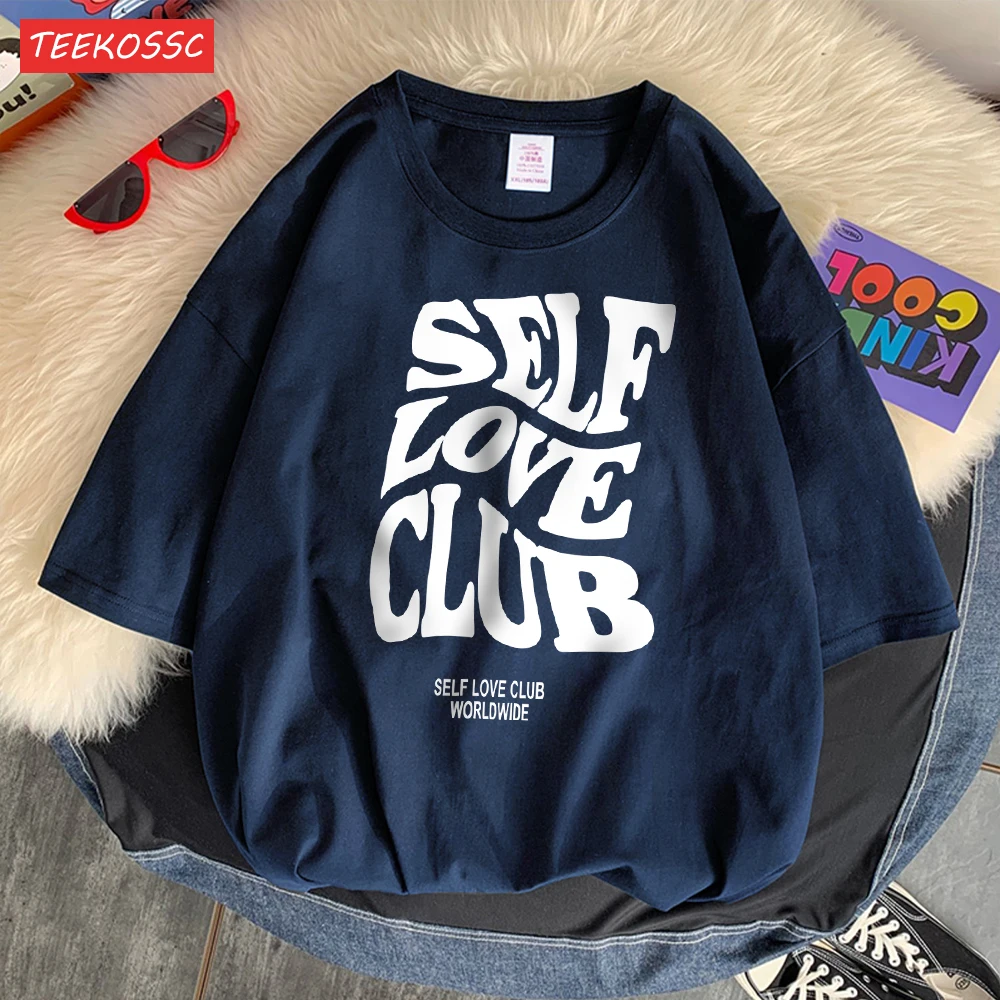 Self Love Club Worldwide Printed Tee Clothing Boy Versatile Funny Tees Aesthetic Pattern T-Shirt Oversized Design Clothing