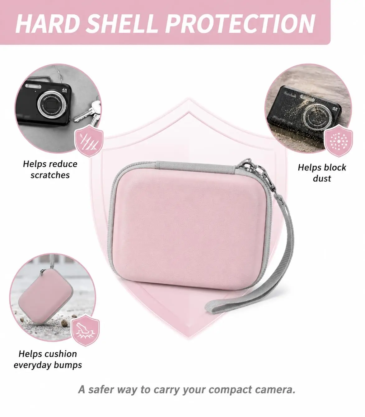 Digital Camera Case for CAMKORY/for Kodak Pixpro/for VAHOIALD/for Sony DSCW800 830/ for Canon PowerShot 180 190 Camera Case,Pink image 5