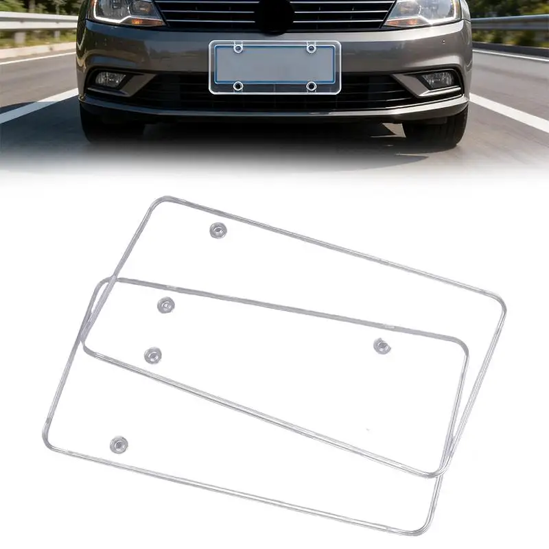 ● Transparent License Plate Cover Clear Protective Number Plate Holder Shield Universal Car Supplies Auto Accessories