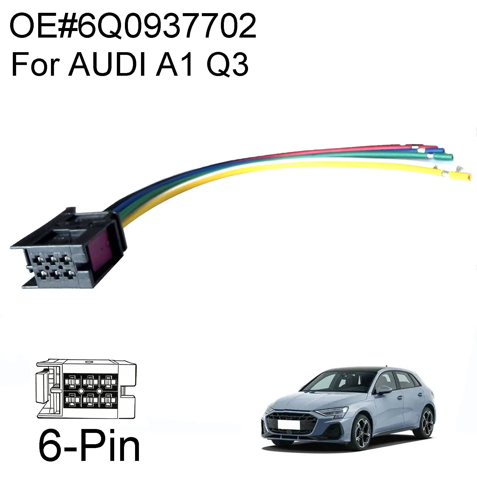 6-Pin For AUDI A1 Q3 Car Accessories Rear Tail Light Plug Wiring Connector Harness Loom Repair Wired Replacement 6Q0937702