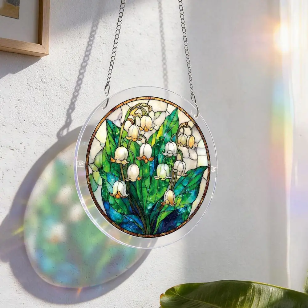 1 Piece of Lily Flower Stained Glass Sun Catcher Window Hanging Decoration, Acrylic Sun Catcher Ornament, Fresh Floral Window Decoration, Suitable for Garden/Balcony/Home Wall, a Gift for Flower Enthusiasts and Housewarming
