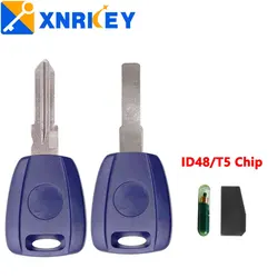 XNRKEY Transponder Custodia per chiave vuota per Fiat 500 Ducato Custodia per chiave sostitutiva con lama non tagliata SIP22/GT15R con chip ID48/T5