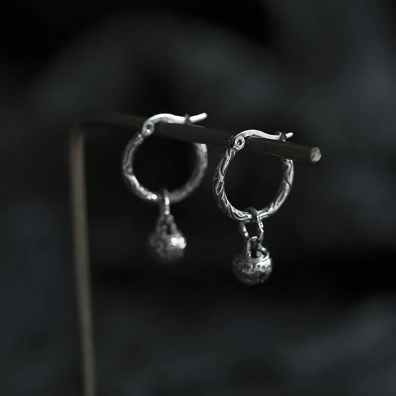 'Bell and Pestle' retro old bell style men and women couple earrings