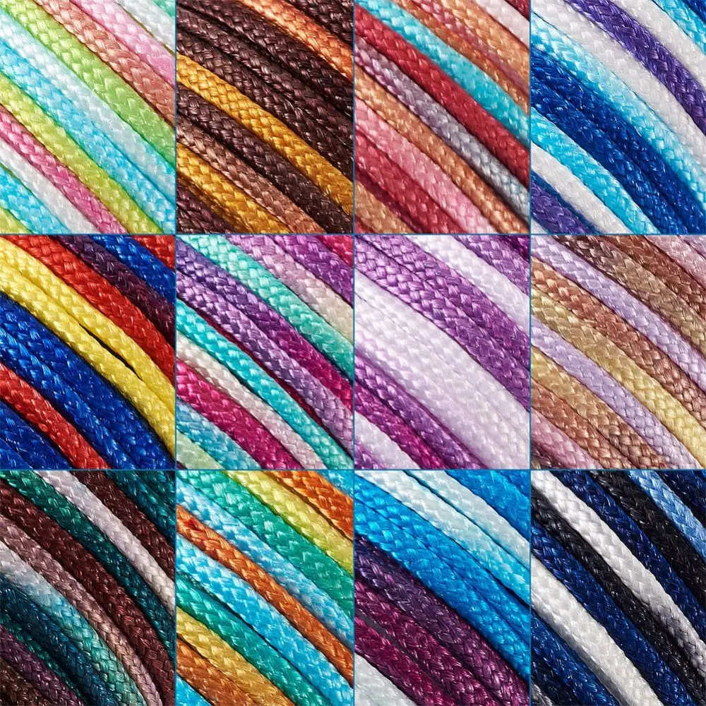 6Roll Colorful Segment Dyed Polyester Thread Braided Cords 0.8mm 1mm 1.5mm for jewelry making DIY bracelet necklace accessories