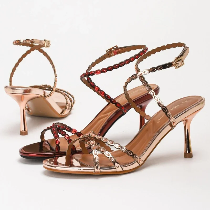 

Luxury Rhinestone Designer Heeled Sandals Women Open Toe Stiletto Heels Banquet Party Shoes 2026 New Sexy High Heels Women