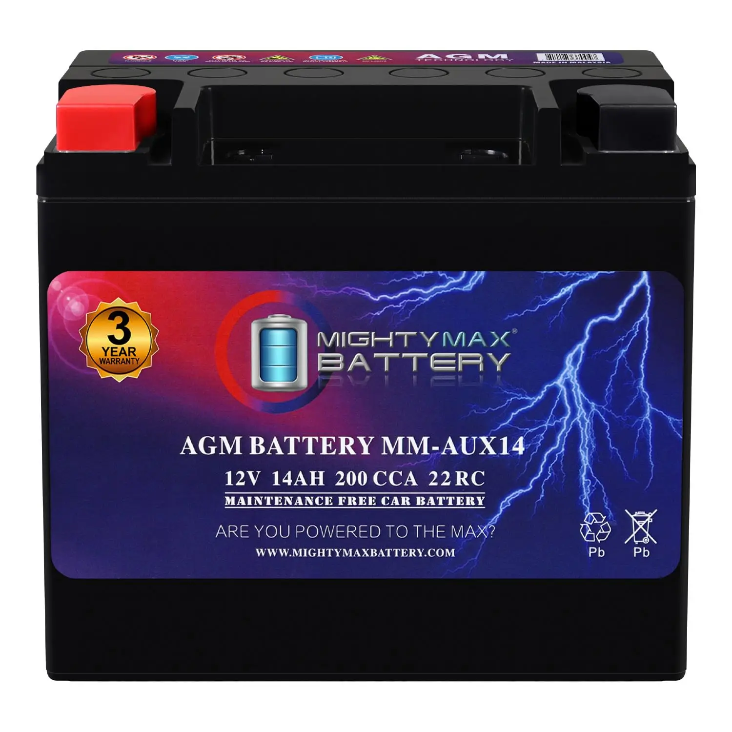 12V 14Ah 200CCA Car Battery Replacement for Chrysler Pacifica 20, Customized