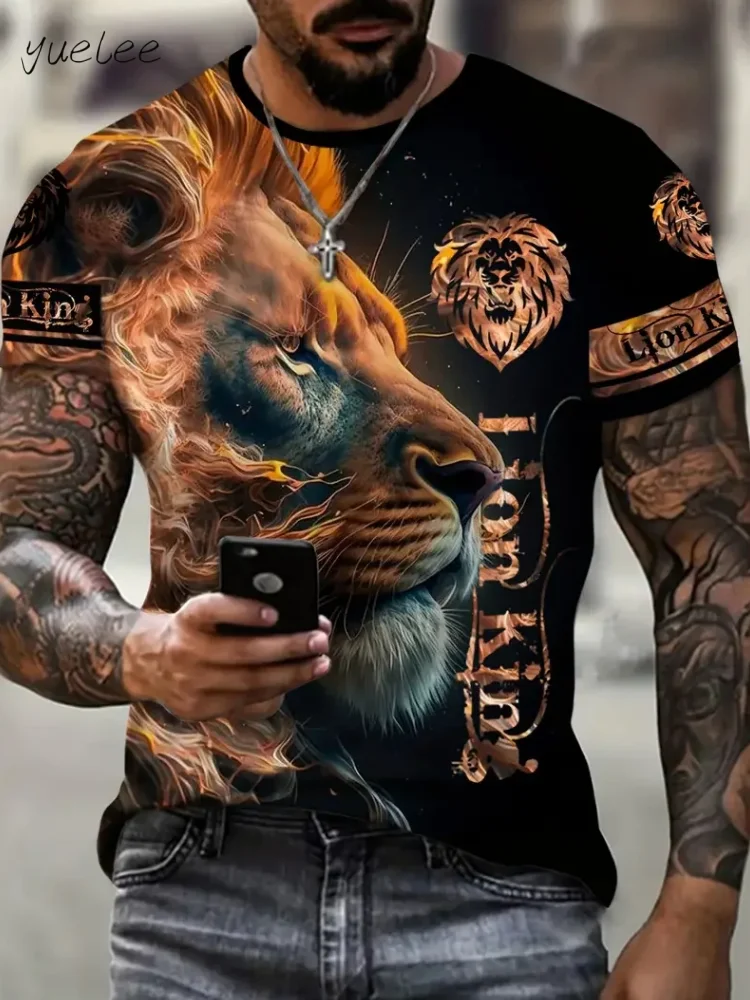

Trendy Tiger Men's T-Shirt Summer Outdoor Men's Top Forest Animal Rock Men's Short Sleeve Tee Fashion Breathable Men's Clothing