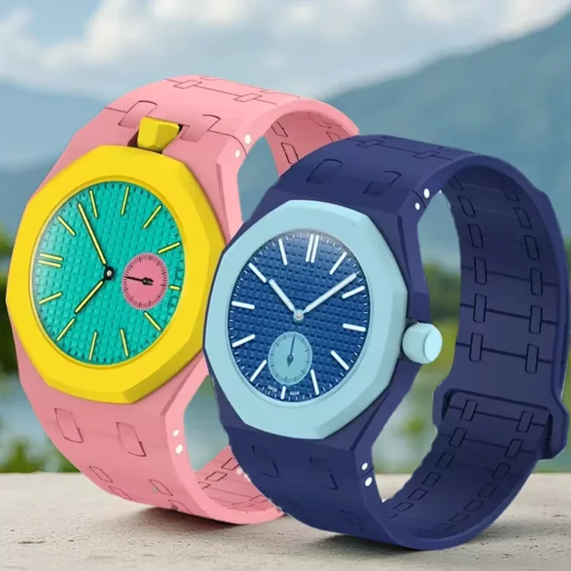 PC Case+Magnetic Silicone Strap For Swatch X AP Royal Pop Pocket Watch Change To Wristwatch Integrated Modification Accessories