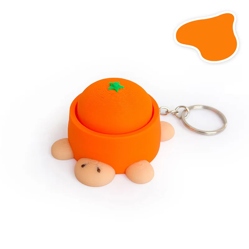 Cartoon Tortoise Button Henhouse Key Ring Simulation Cake PLA Funny Fidget Toy Stress Relief Cute Animal Pendant Creative Decor