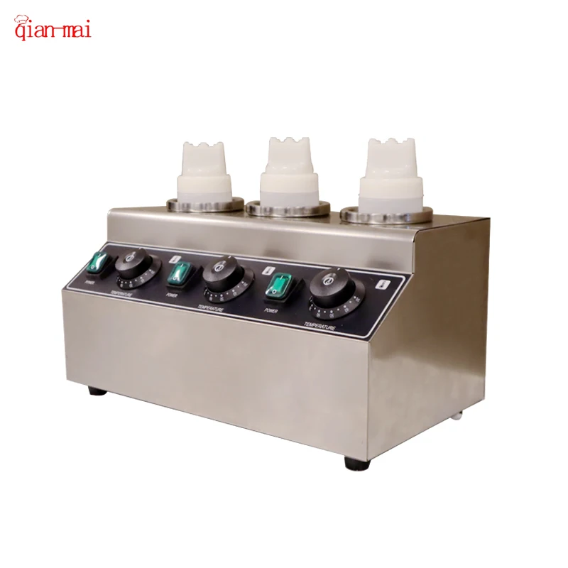

Commercial Sauce Bottle Incubator Chocolate Cheese Jam Thermostat 3Grid Condiment Dispenser Warmer Heater Filling Machine