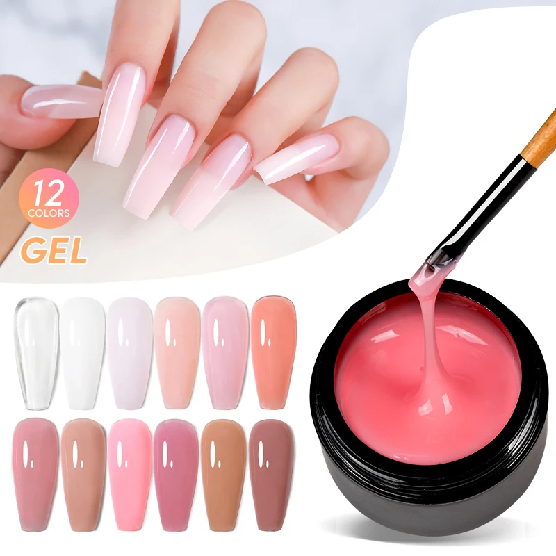 AS 50ml gelatina dura extensión de uñas Gel constructor de uñas arte francés goma de uñas blanco claro Color Natural remojo UV Gel de construcción