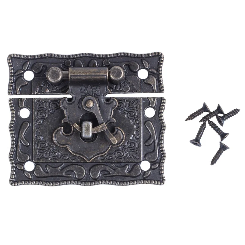 10X علبة خشبية صندوق الصدر مستطيل المشبك إغلاق غلق بمشبك المزالج لهجة برونزية-AT36 #4