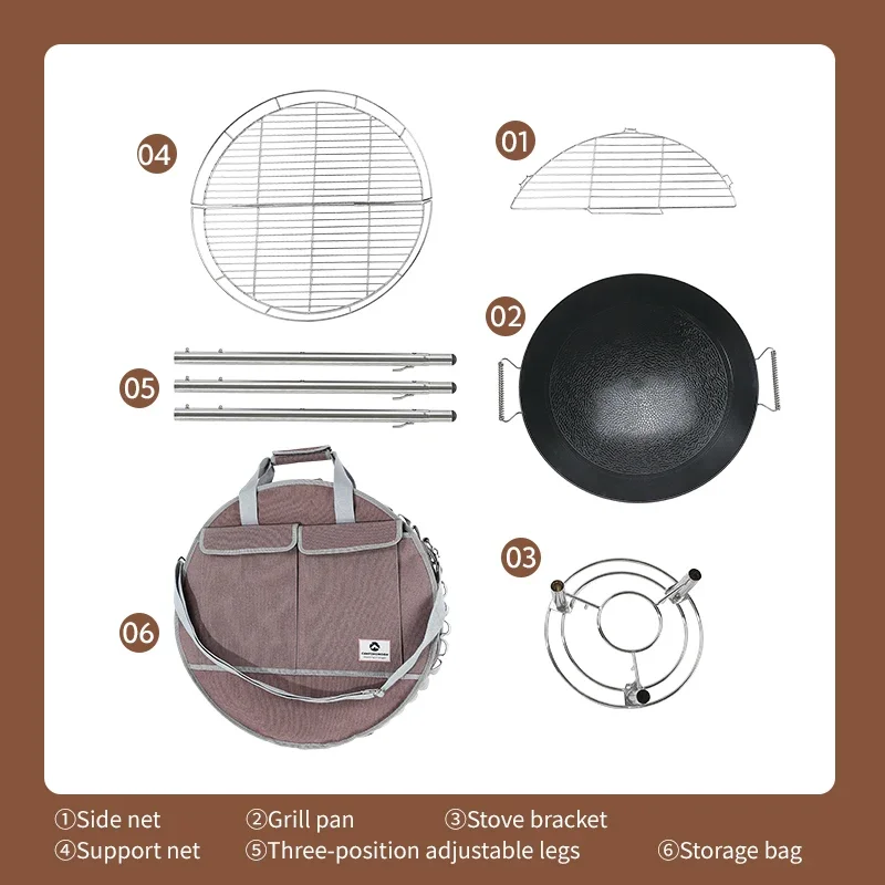 Campingmoon التخييم موقد غاز شواية النار في الهواء الطلق الفولاذ المقاوم للصدأ شواء شواء للطي في الهواء الطلق خبز شواء مع لوحة قلي الحديد الزهر