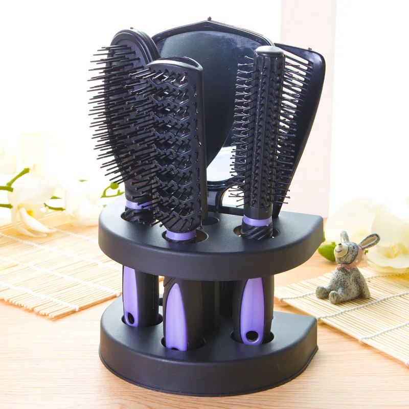 Daily Necessities Mirror Comb Five Piece Set Comb Men's and Women's Full Set Household Plastic Hair Comb Set Hairdressing Tool