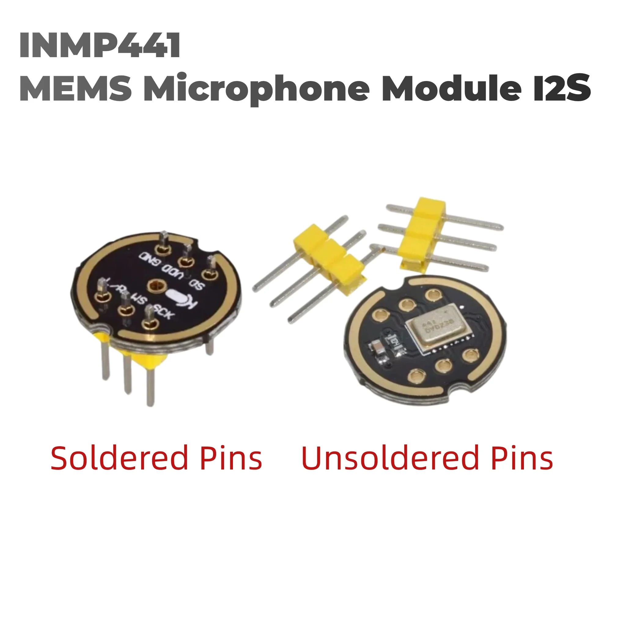 INMP441 MEMS Digital Microphone Sensor Module, Omnidirectional Audio Pickup I2S, Soldered / Unsoldered Pin Header Option for ESP