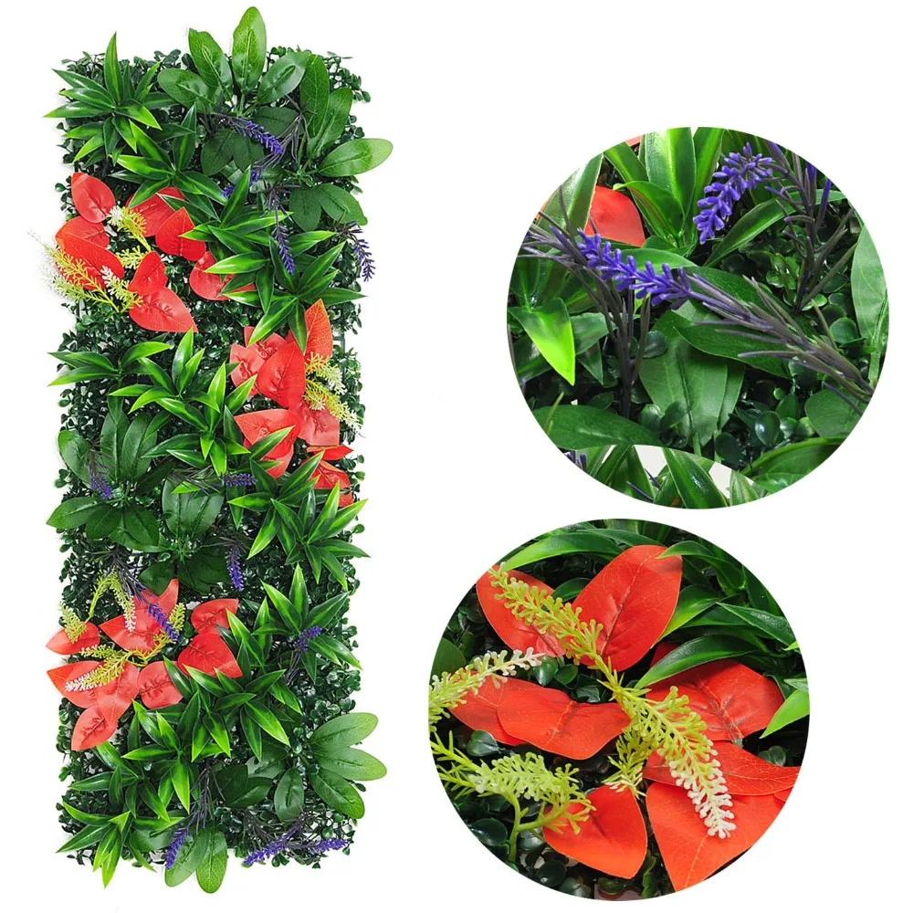 DIY Artificial Plant Wall Panel 75x25cm Flower Artificial Eucalyptus Carpet Lifelike Durable Fake Green Grass Mat
