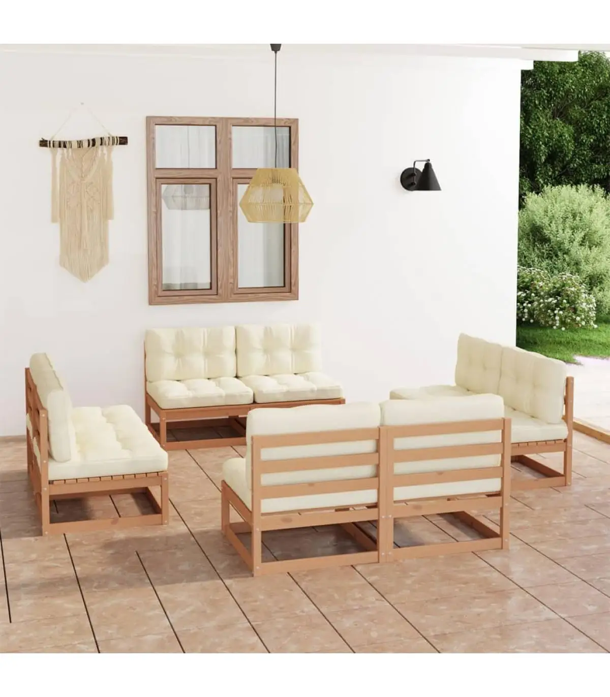 Garden sets garden furniture set 8 PCs and cushions solid pine wood