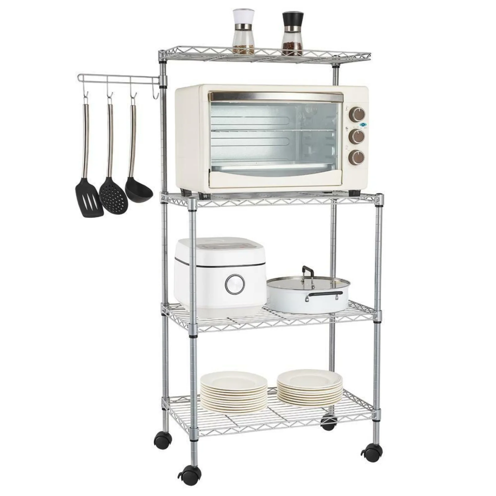 US 4Tier Kitchen Bakers Rack Microwave Oven Stand Storage Cart Workstation Shelf United States