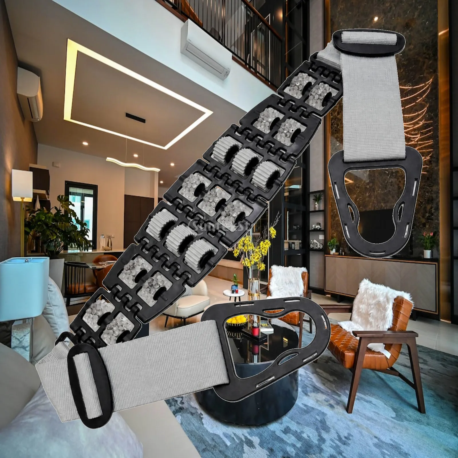 Home Fitness Massage Belt with Translucent Rollers Muscle Vibration Massager Machine for Back Waist and Legs Recovery