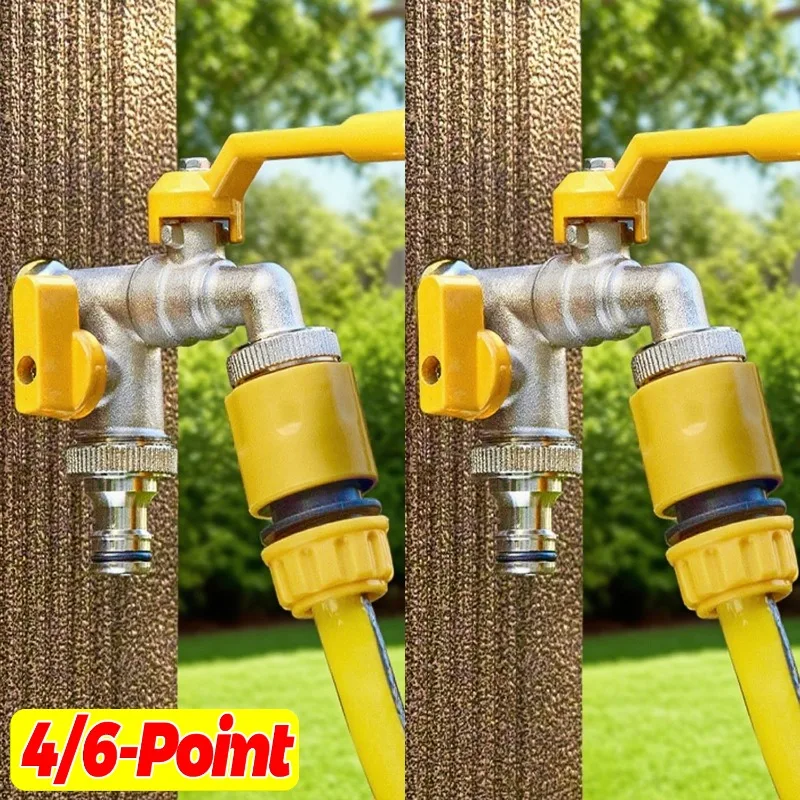 

4/6-Point Freeze Proof Spigot Garden Hose Brass Tap Adapter Irrigation Hose Joint Connector Courtyard Double Water Flower Faucet