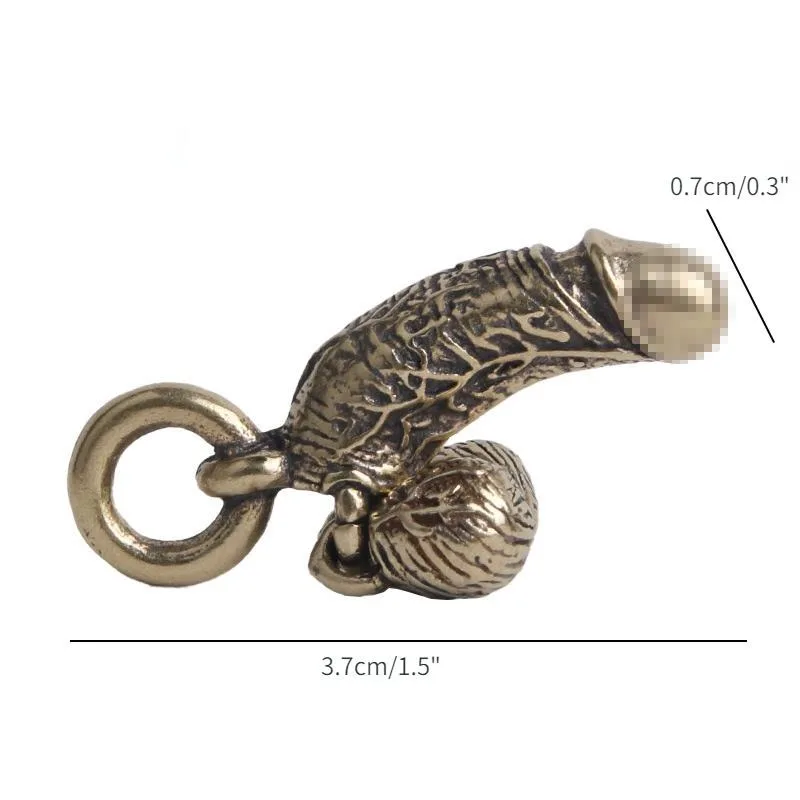 Brass Man Penis Lanyard Pendant Keychain Mini Male Genitalia Adult Toy Car Hanging Jewelry Funny Gift for Friends