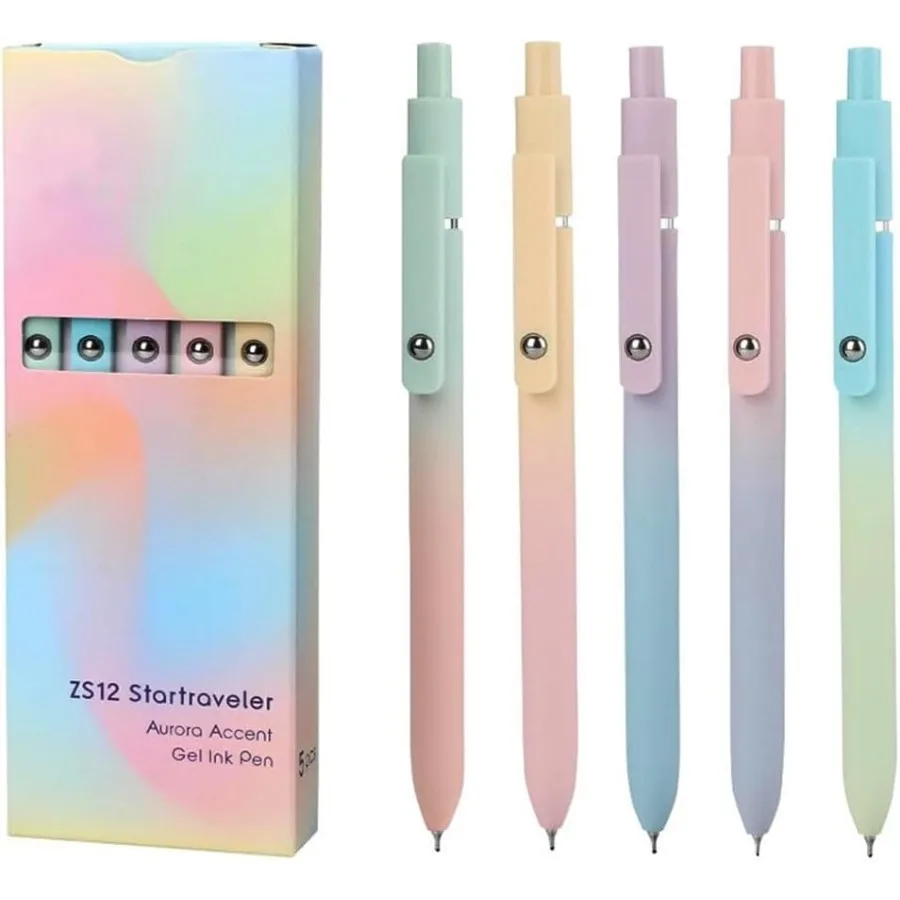 

5 упаковок синих гелевых ручек, быстросохнущие чернильные ручки, выдвижные шариковые ручки-ролики 0,5 мм, милые ручки для школы, офиса, дома, дневника, подарочные ручки Blu