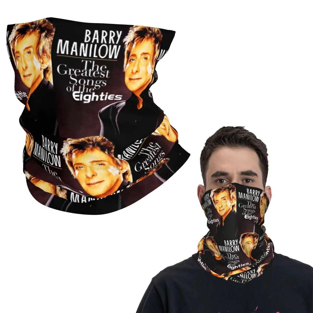 

Popular Musician Barry Manilow Bandana Neck Gaiter Printed Face Scarf Warm Balaclava Running Unisex Adult