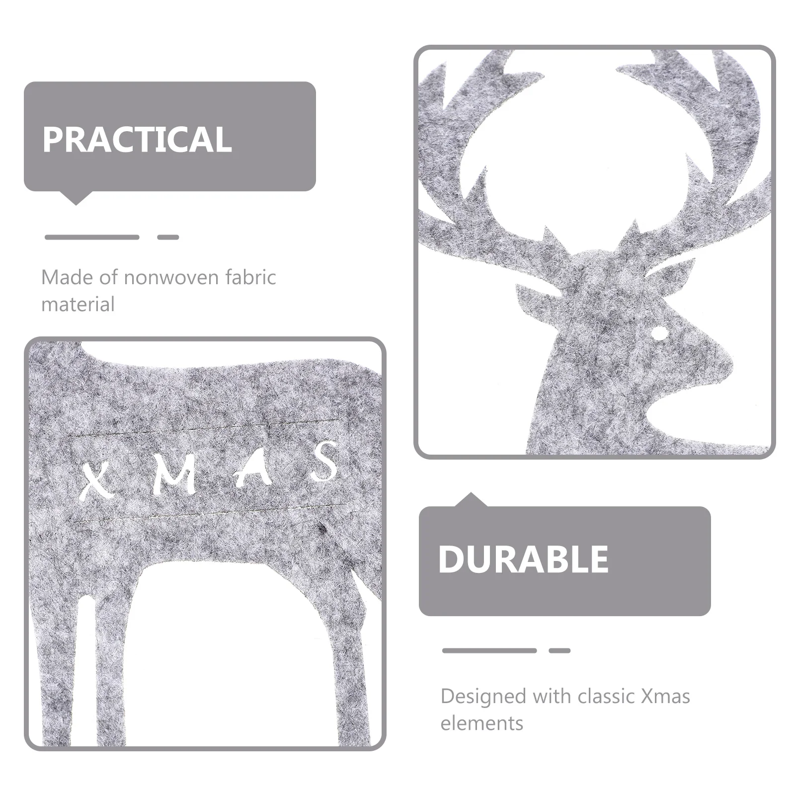 

4Pcs Xmas Elk Cutlery Bags Felt Party Utensil Holders Christmas Tableware Pouches Decorative Dining Table Covers