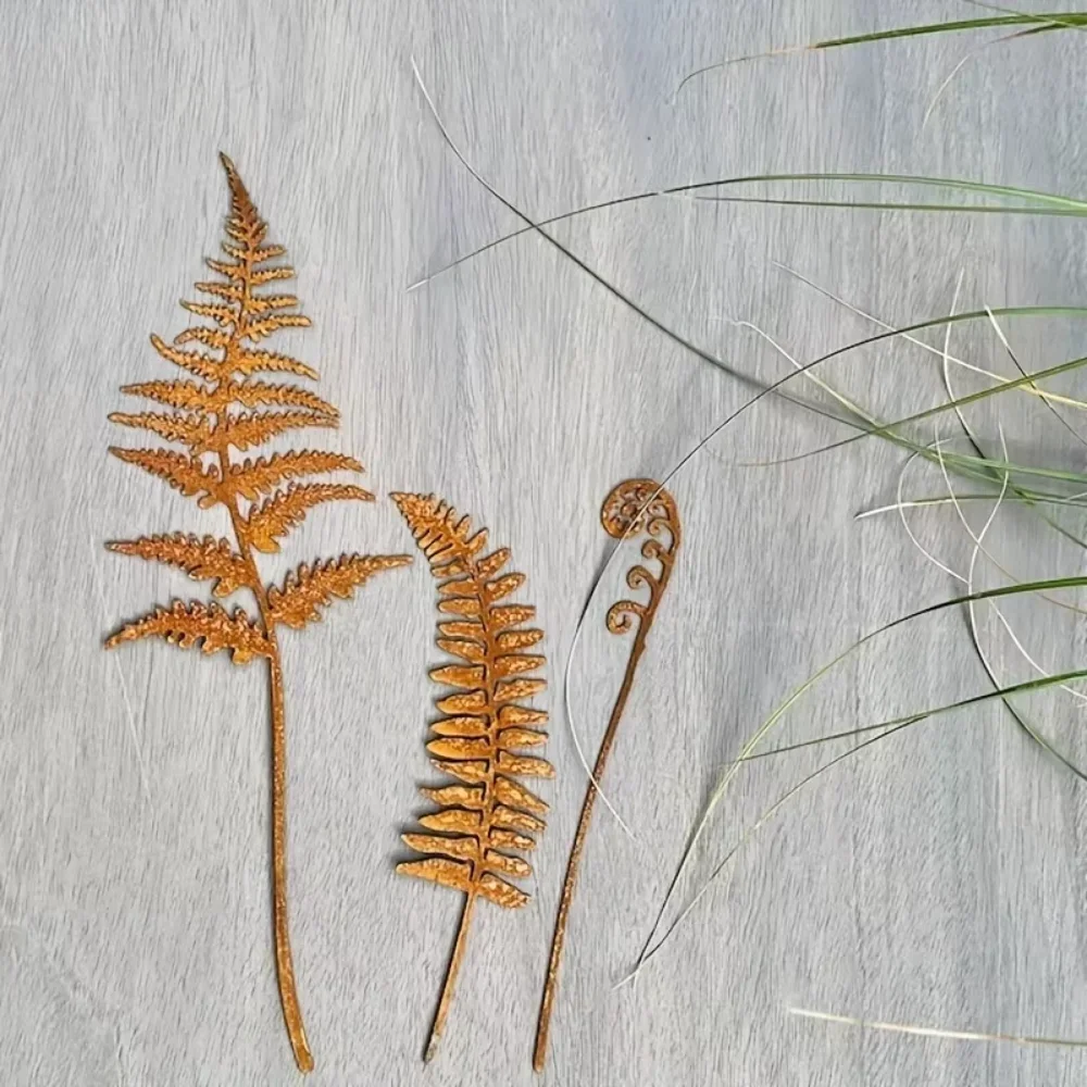 Rusty Fern Leaves Garden Stake Metal Bouquet Rusted Metal Plant Stake Outdoor Garden Art Home and Garden Decor Ornament for Yard - view 5