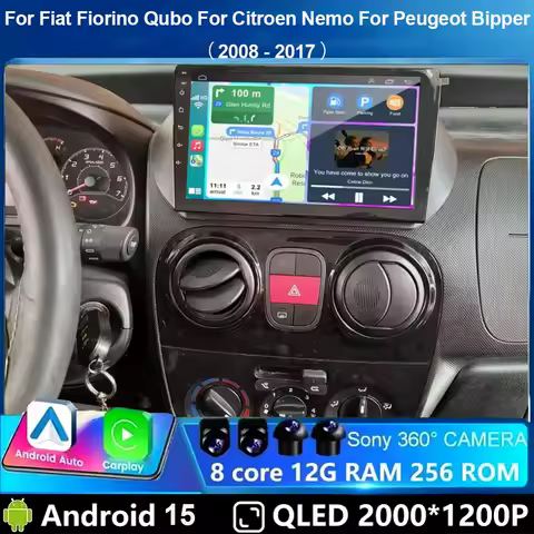 Android 15 Radio For Fiat Fiorino Qubo For Citroen Nemo For Peugeot Bipper 2008-2017 Car stereo Multimedia Player Carplay Auto