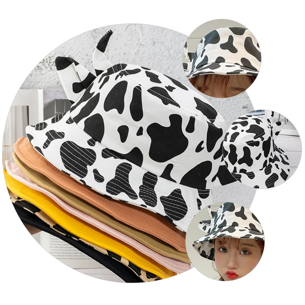 

1Pcs Cow Prints Bucket Hat Cotton Fisherman Chic Anti-Uv Summer Beach Sunshade Cap for Women Fisherman Hat Cow Prints