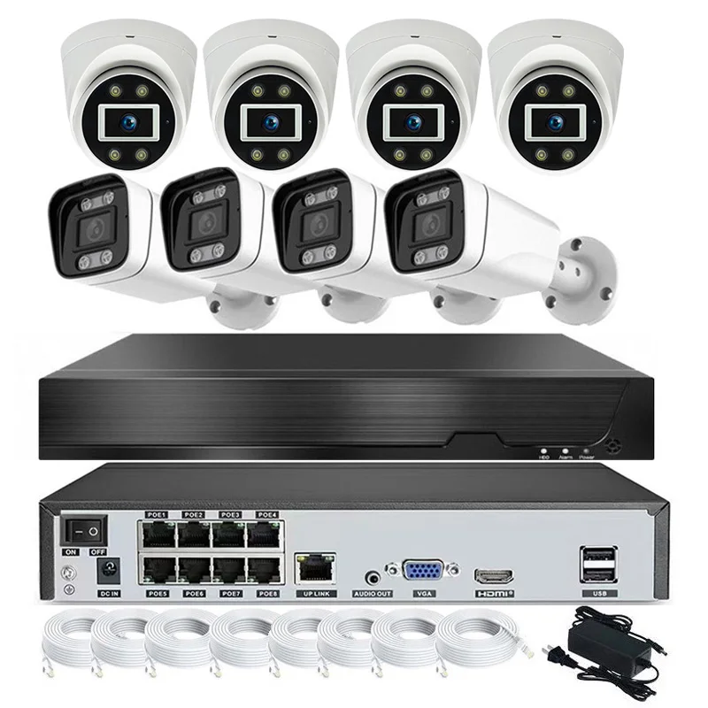 4K 8MP 2 Way Audio 8CH NVR Kit Full Color 8MP IP POE Camera CCTV System With Human Detection