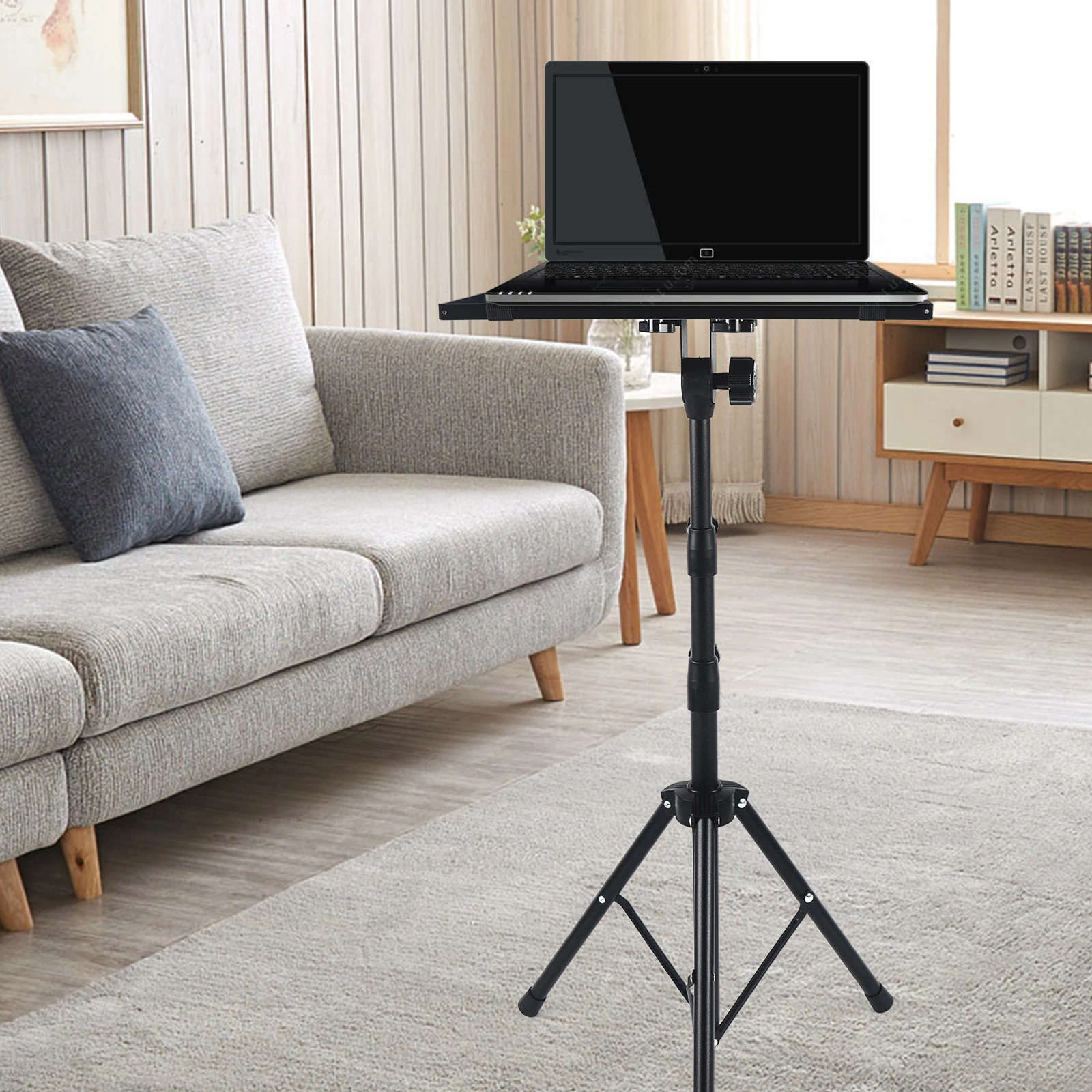 Adjustable Laptop Projector Stand Portable Podium Tripod Mount Black Computer Stand Tray and Holder for Home Office