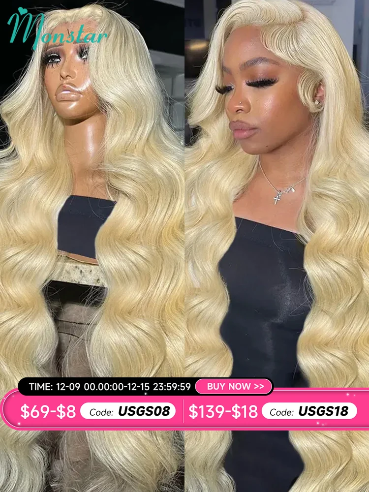 13x4 13x6 360 HD Transparent 613 Lace Frontal Wig Honey Blonde Color Brazilian Raw Body Wave Lace Front Human Hair Wig for Women