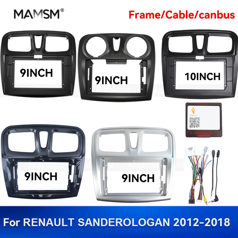 MAMSM For RENAULT SANDERO LOGAN SYMBOL 2012-2018 Car Radio Fascia Panel Dash Mounting Player Screen Accessories CANBUS Cable Kit