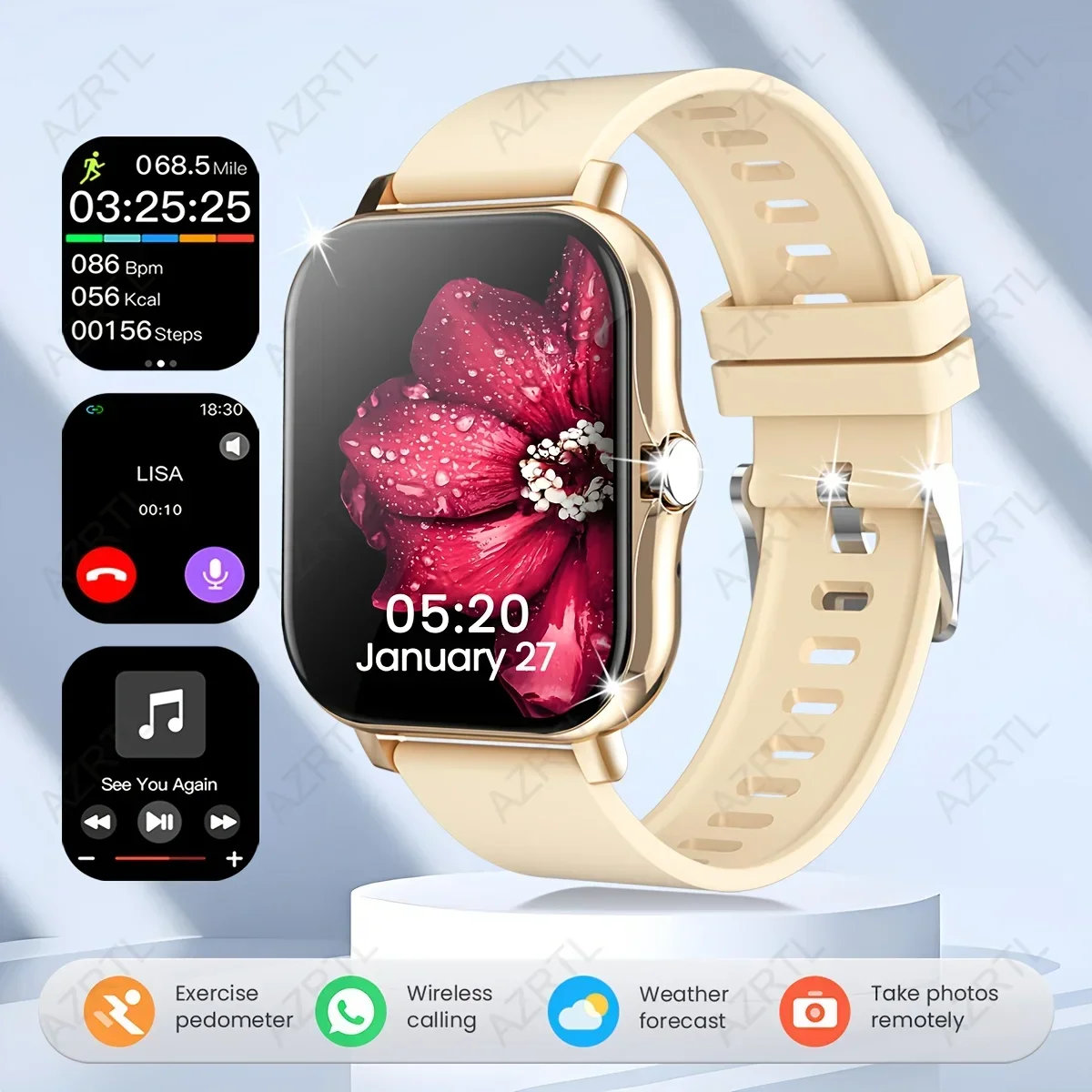 Monitor with Wireless Calling Custom Watch FacesMultiple Sports Modes Rechargeable BatteryNonWaterproof deal Gift for Holidays