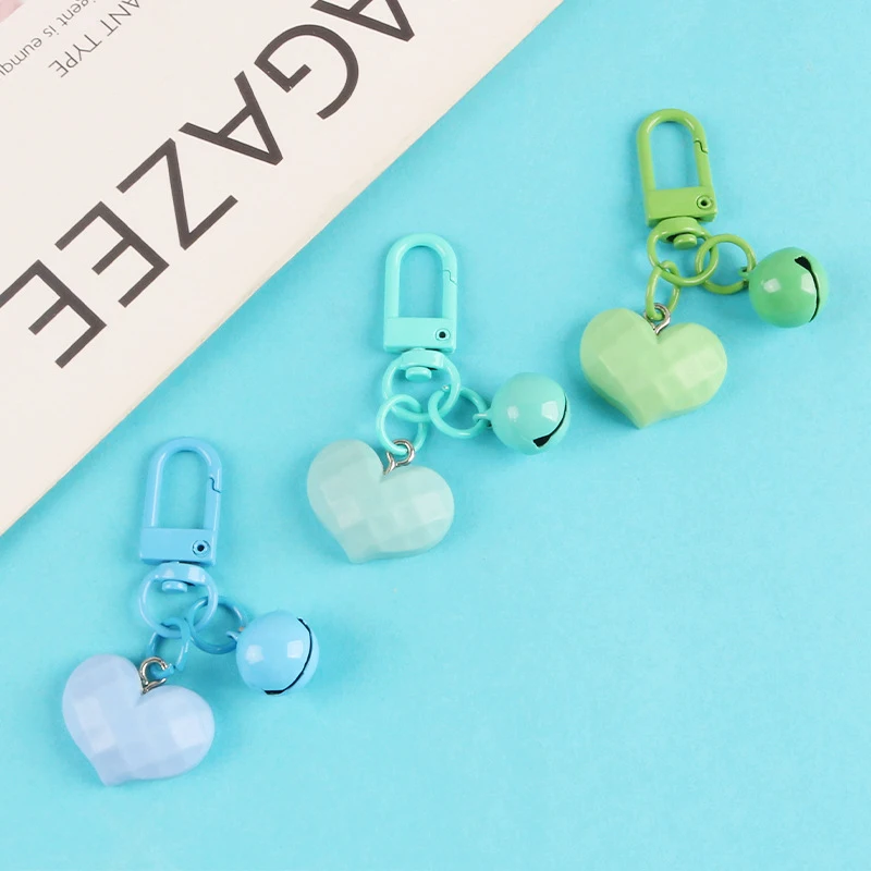 Dainty Bell Heart Keychain Candy Color INS Style Key Bag Charms For Women Girls