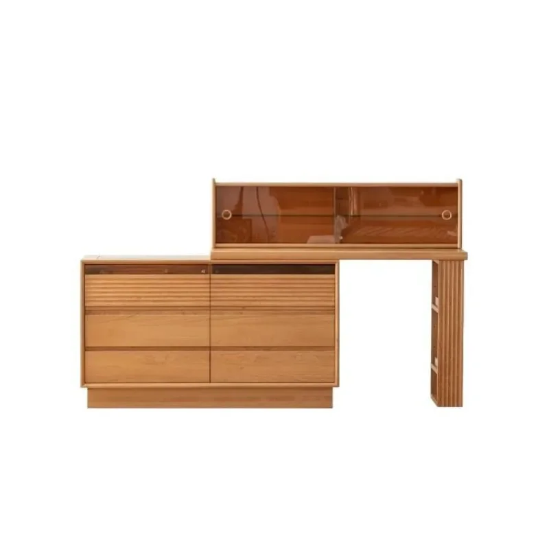 

Japanese-style log makeup table storage bedside cabinet bedroom corner desk
