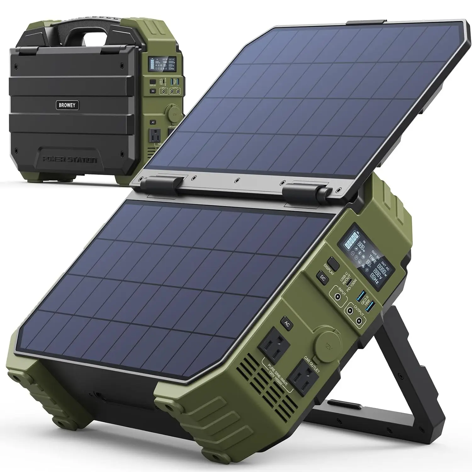 1600W Portable Power Station with Built-in Solar Panel, Emergency Backup & Outdoor Camping, 3200W Peak Output, Customized