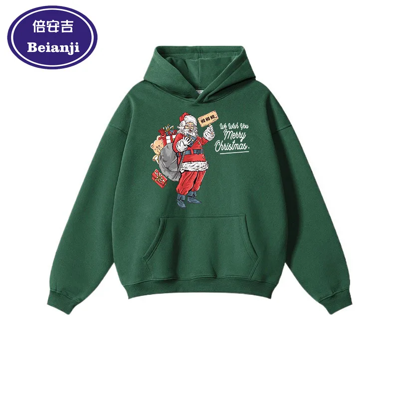 

Beianji Christmas men's hoodie casual long sleeve thick pullover men's and women's homeless elderly cartoon 3D printed pullover