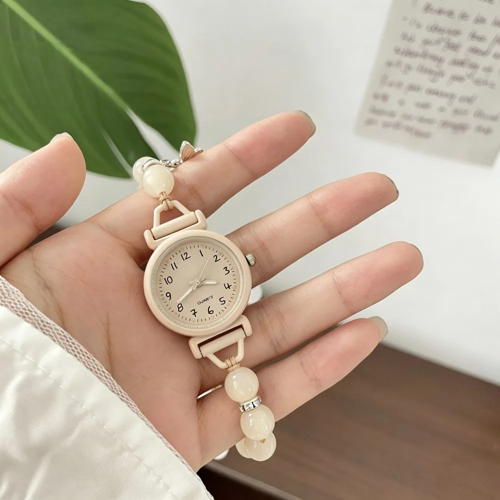 New Elegant Bracelet Watch Butterfly Pendant Adjustable Chain Watch Beaded Quartz Watch for Women Girls