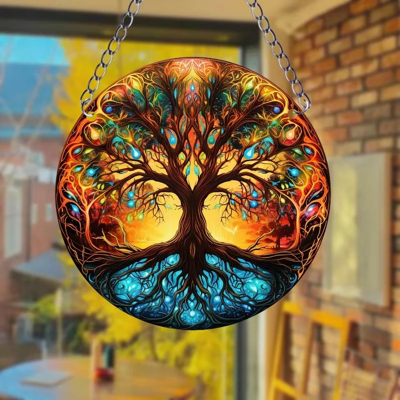 Sunflower Sun Catcher Stained Round Acrylic Hanging Decoration Suitable for Window Suncatcher Door