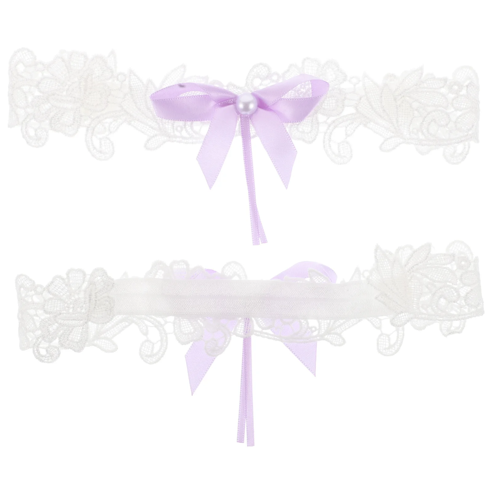 

2Pcs Bridal Garters Set Pearl Lace Wedding Floral Garters Adjustable Length for Brides Party Leg Accessories Wedding Leg Ring
