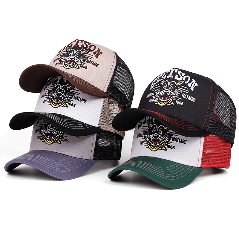2025 nuevo sombrero de béisbol de dibujos animados STETSON gato de dibujos animados sombrero de camión calle Hip Hop sombrero diario ocio deportes sombrilla sombrero de malla transpirable