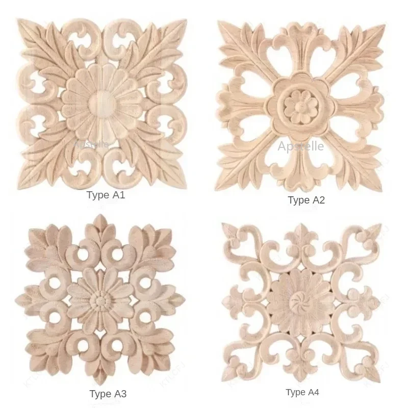 Antique Onlays Moulding Wood Decals for Wall Wooden Appliques for Furniture Home Decoration Accessories Wood Figurines for Decor