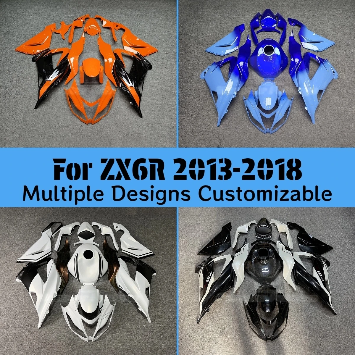 Fairing Kit for Kawasaki ZX6R 2013-2018 Fuel Tank Cover Motorcycle Prime Injection Fairings ZX 6R 13-18