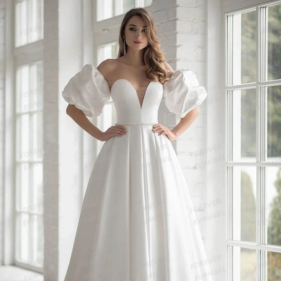 Robes De Mariée simples chérie une ligne robes De mariée pour femmes sans manches dos nu robes De Novia Robe De Mariée personnalisée
