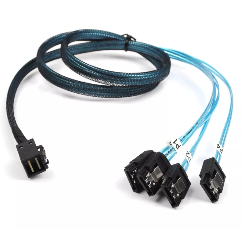 New Mini SAS SFF 8643 to 4 SATA 7pin Hard Disk Drive 6Gbps Data Cable for Server Raid 0.5m