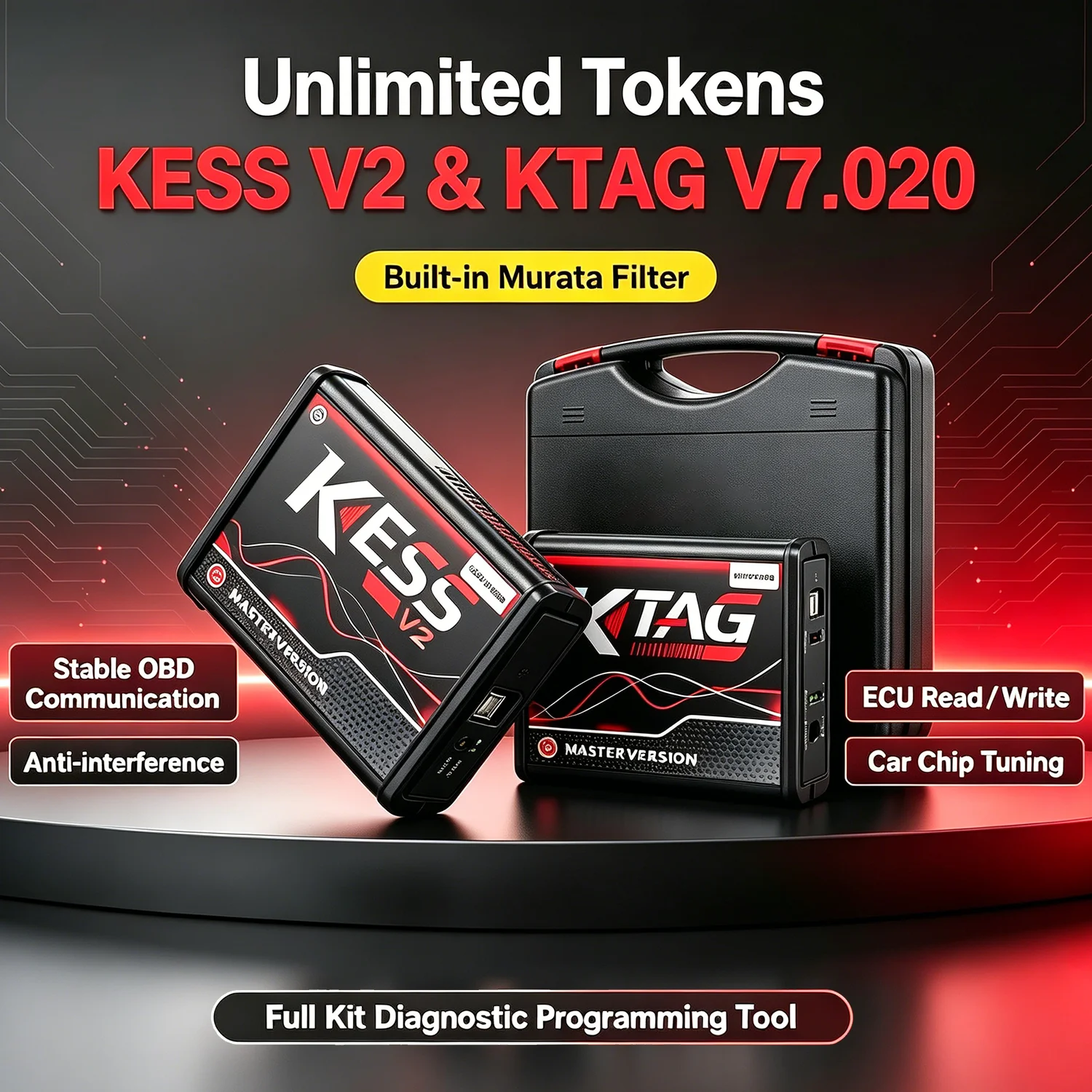 Unlimited Online EU Red Kess V2 V5.017 2.80 KTAG 7.020 2.25 Murata Filter Chip OBD2 OBD 2 Car Trucks ECU Chip Tuning Kit